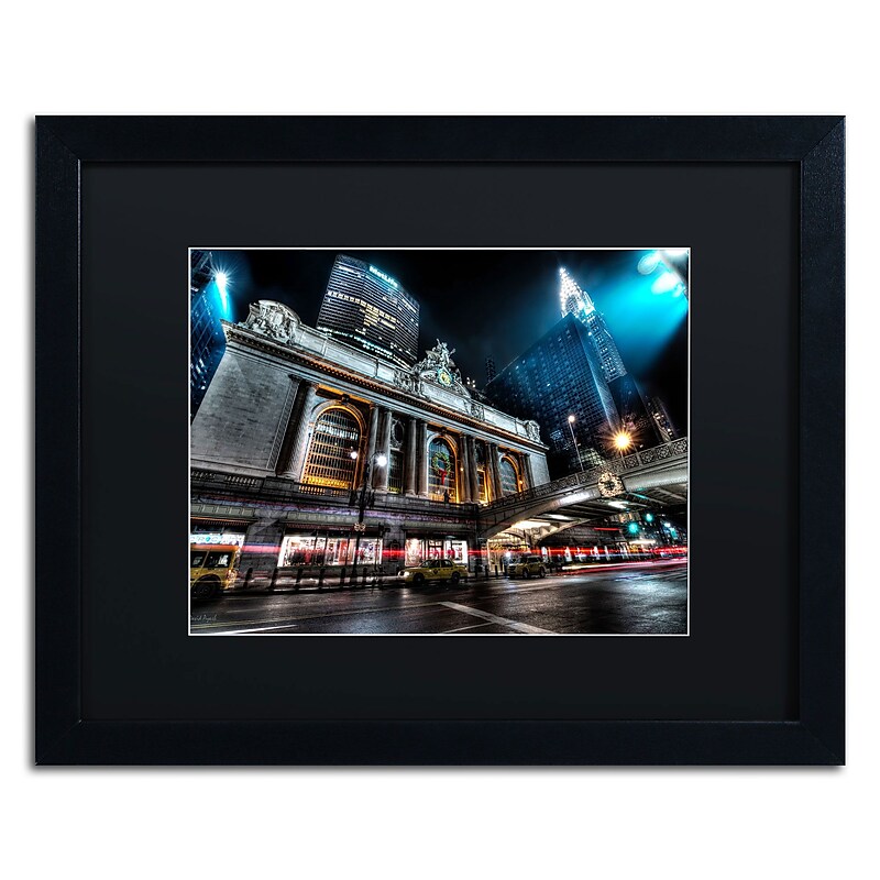 Trademark David Ayash "Grand ...42nd. Street - Manhattan" Art, Black Matte W/Black Frame, 16" x 20" image 1