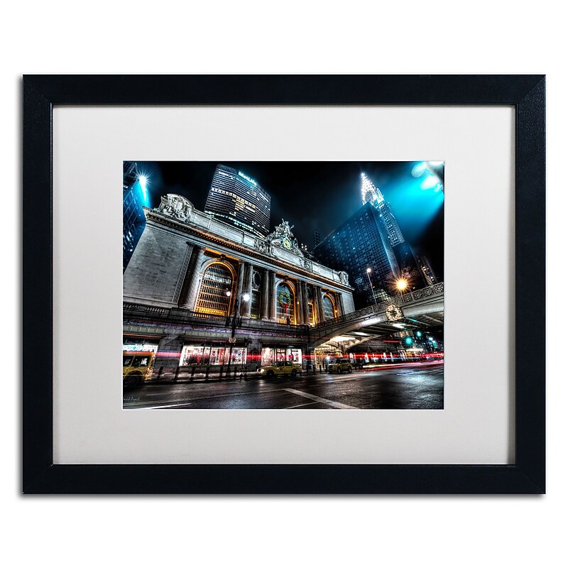 Trademark David Ayash "Grand ...42nd. Street - Manhattan" Art, White Matte W/Black Frame, 16" x 20" image 1