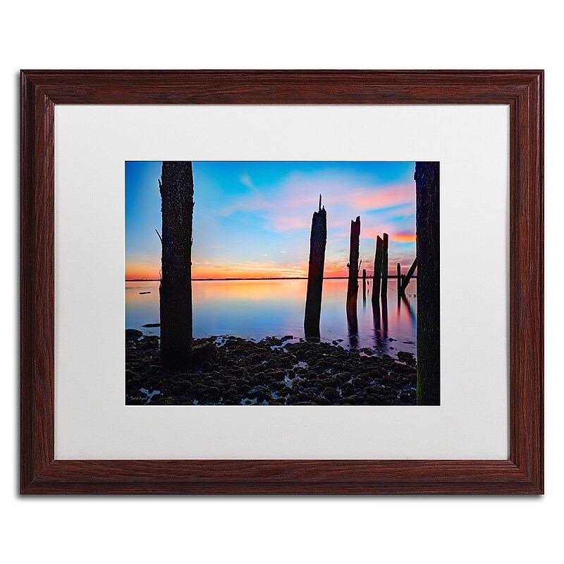 Trademark David Ayash "Jamaica Bay Sunset - NYC I" Art, White Matte With Wood Frame, 16" x 20" image 1