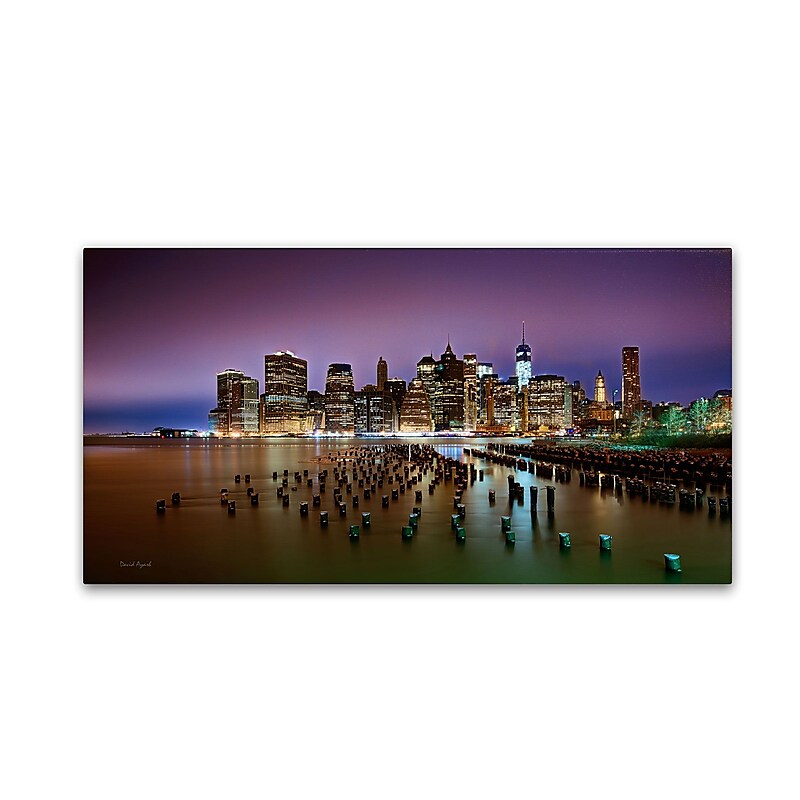 Trademark David Ayash "Brooklyn Bridge Park & Financial..." Gallery-Wrapped Canvas Art, 12" x 24" image 1