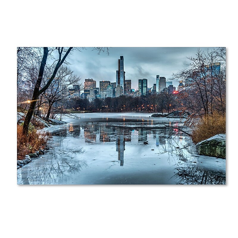Trademark David Ayash "Frozen Central Park Lake I" Gallery-Wrapped Canvas Art, 30" x 47" image 1