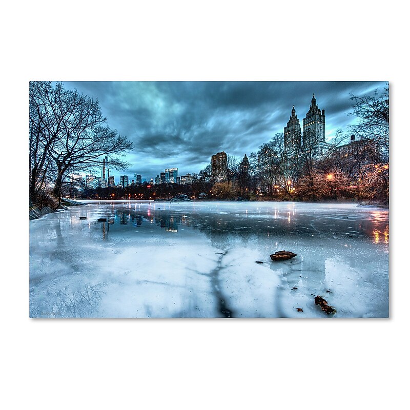 Trademark David Ayash "Frozen Central Park Lake II" Gallery-Wrapped Canvas Art, 16" x 24" image 1