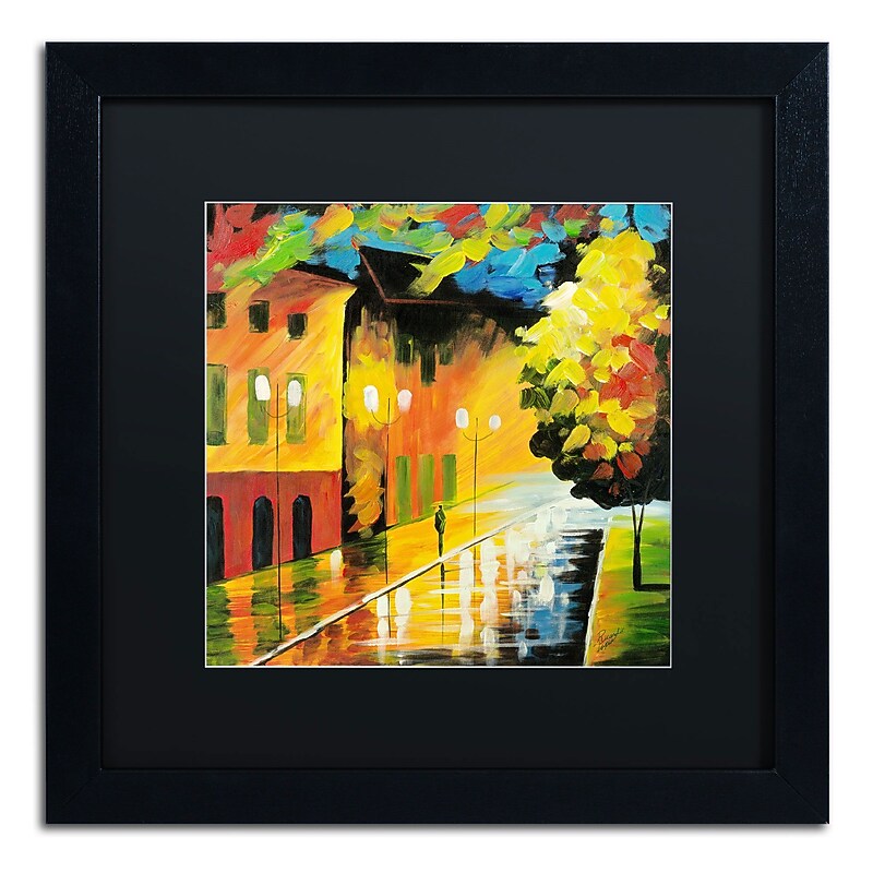 Trademark Ricardo Tapia "Street Light" Canvas Art, Black Matte With Black Frame, 16" x 16" image 1