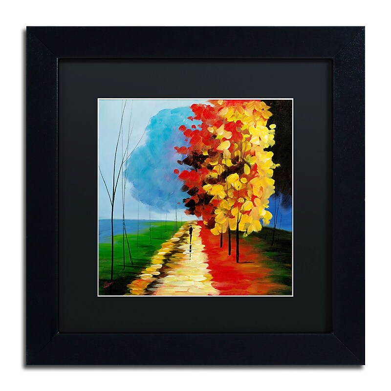 Trademark Ricardo Tapia "Walk in the Park" Canvas Art, Black Matte W/Black Frame, 11" x 11" image 1