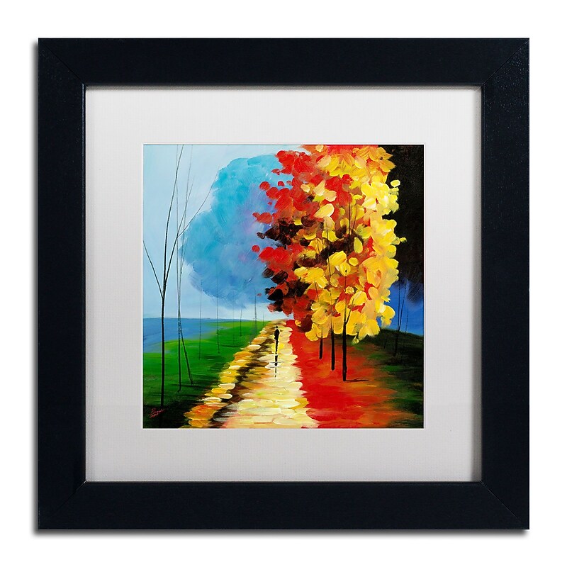 Trademark Ricardo Tapia "Walk in the Park"Canvas Art, White Matte W/Black Frame, 11" x 11" image 1