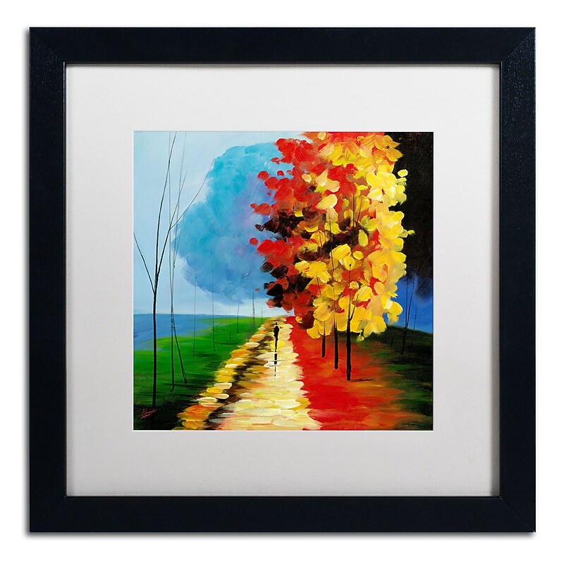Trademark Ricardo Tapia "Walk in the Park"Canvas Art, White Matte W/Black Frame, 16" x 16" image 1