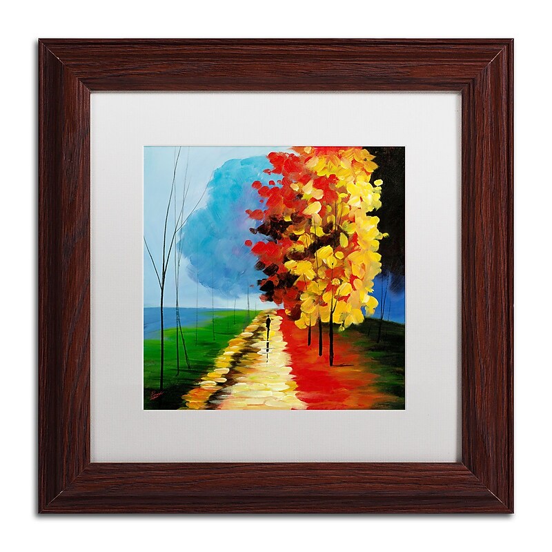 Trademark Ricardo Tapia "Walk in the Park" Canvas Art, White Matte W/Wood Frame, 11" x 11" image 1
