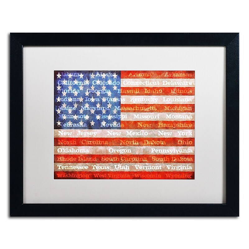 Trademark Michelle Calkins "American States" Art, White Matte With Black Frame, 16" x 20" image 1