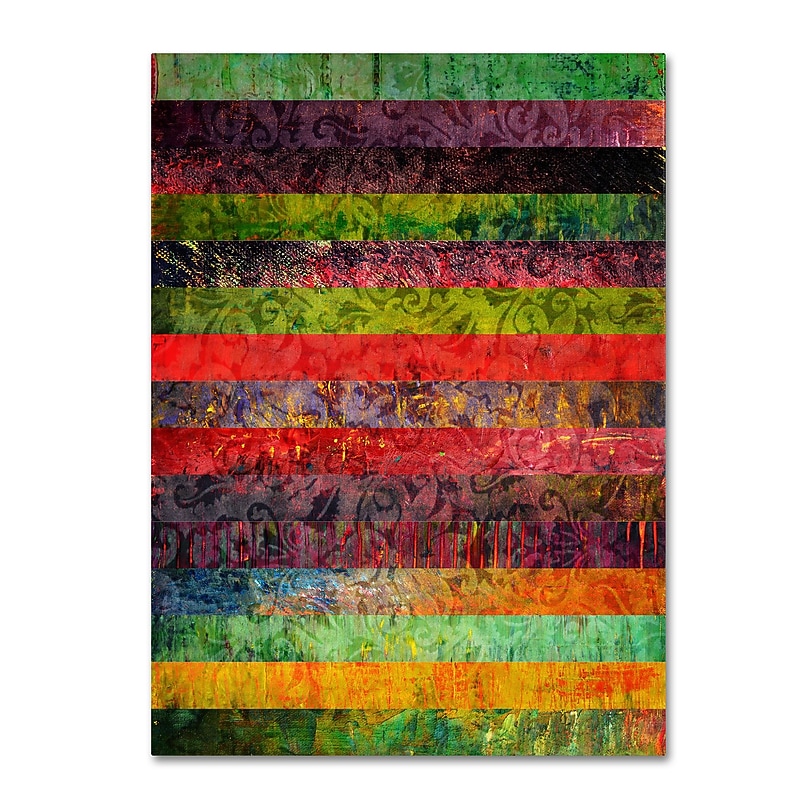Trademark Michelle Calkins "Brocade and Fifteen Stripes 1" Gallery-Wrapped Canvas Art, 18" x 24" image 1