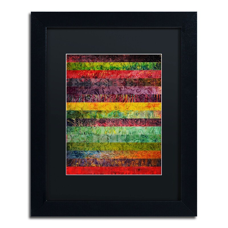 Trademark Michelle Calkins "Brocade and Stripes 2" Art, Black Matte With Black Frame, 11" x 14" image 1