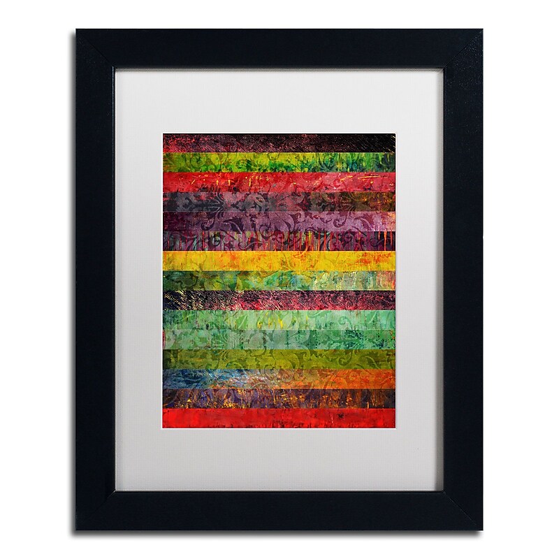 Trademark Michelle Calkins "Brocade and Stripes 2" Art, White Matte With Black Frame, 11" x 14" image 1