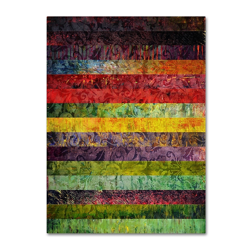 Trademark Michelle Calkins "Brocade and Fifteen Stripes 3" Gallery-Wrapped Canvas Art, 24" x 32" image 1