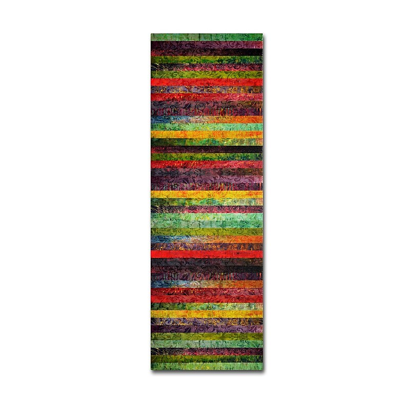 Trademark Michelle Calkins "Brocade and Stripes Tower 2" Gallery-Wrapped Canvas Art, 8" x 24" image 1