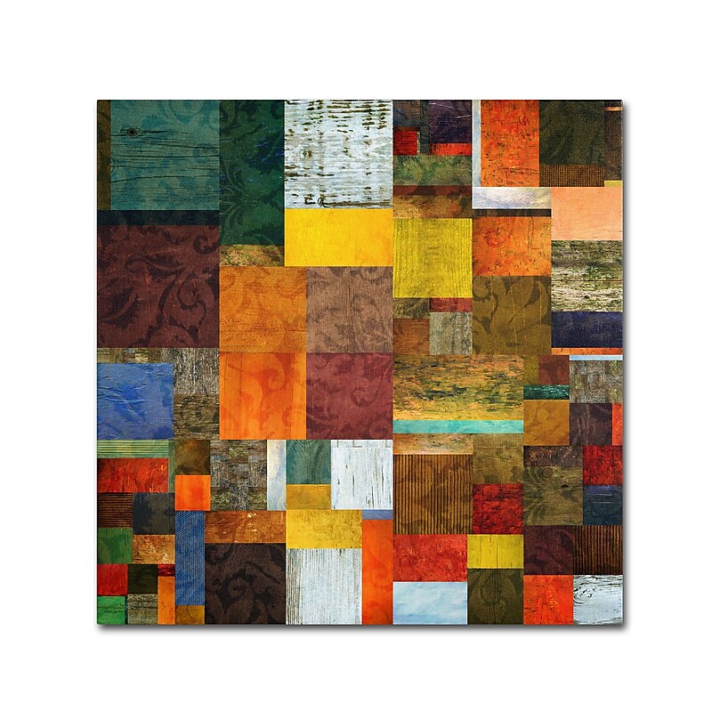 Trademark Michelle Calkins "Brocade Color Collage 1" Gallery-Wrapped Canvas Art, 14" x 14" image 1