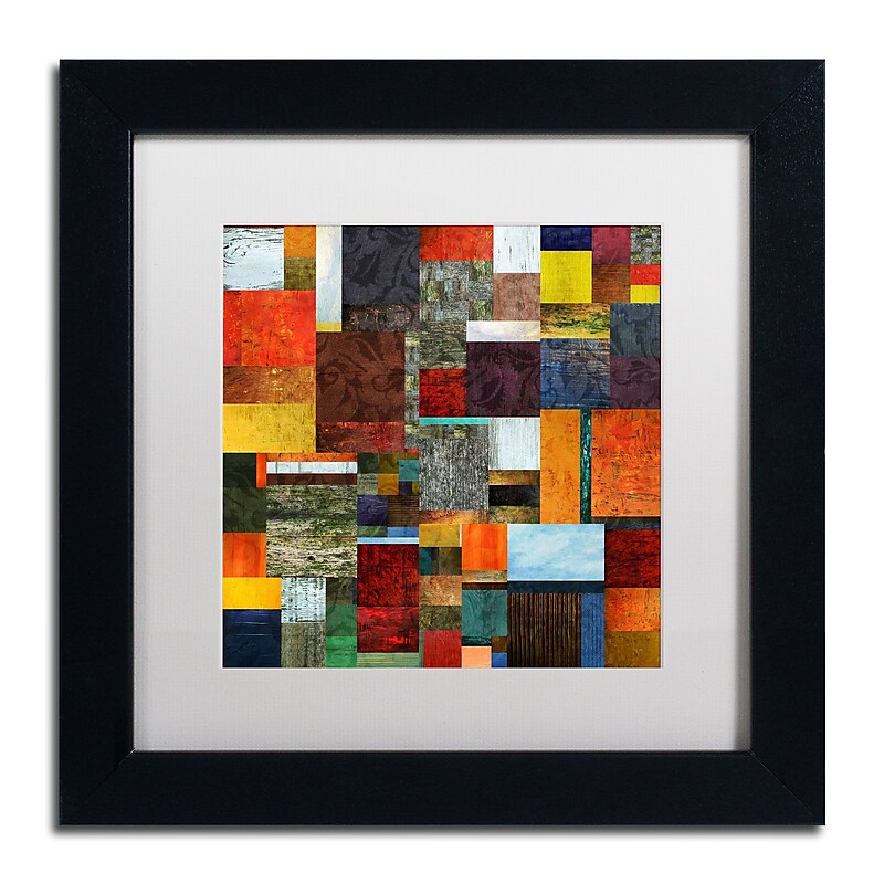 Trademark Michelle Calkins "Brocade Color Collage 2" Art, White Matte With Black Frame, 11" x 11" image 1