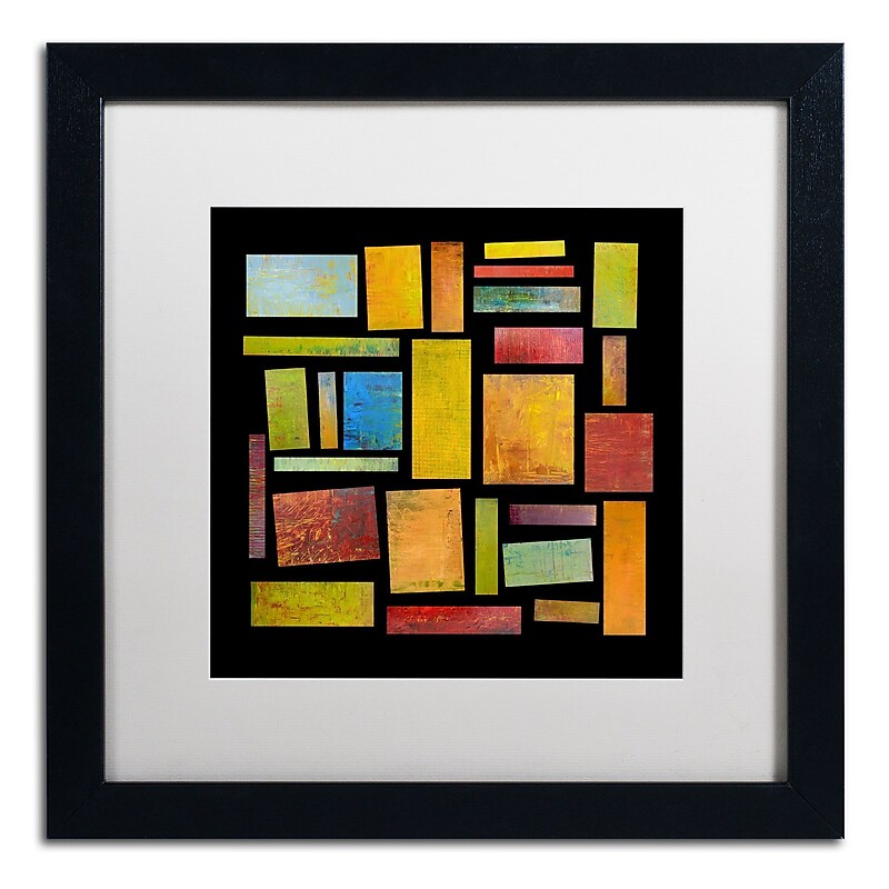 Trademark Michelle Calkins "Building Blocks Four" Art, White Matte With Black Frame, 16" x 16" image 1