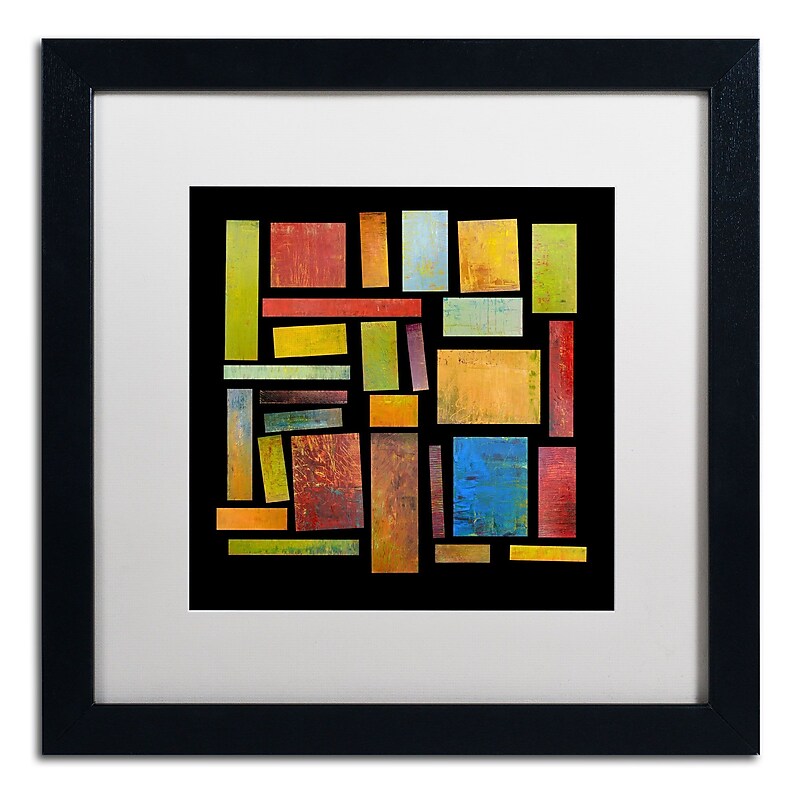 Trademark Michelle Calkins "Building Blocks Three" Art, White Matte With Black Frame, 16" x 16" image 1