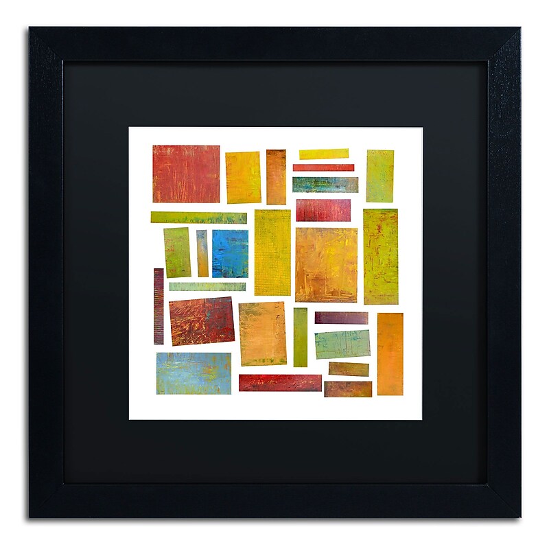 Trademark Michelle Calkins "Building Blocks Two" Art, Black Matte With Black Frame, 16" x 16" image 1