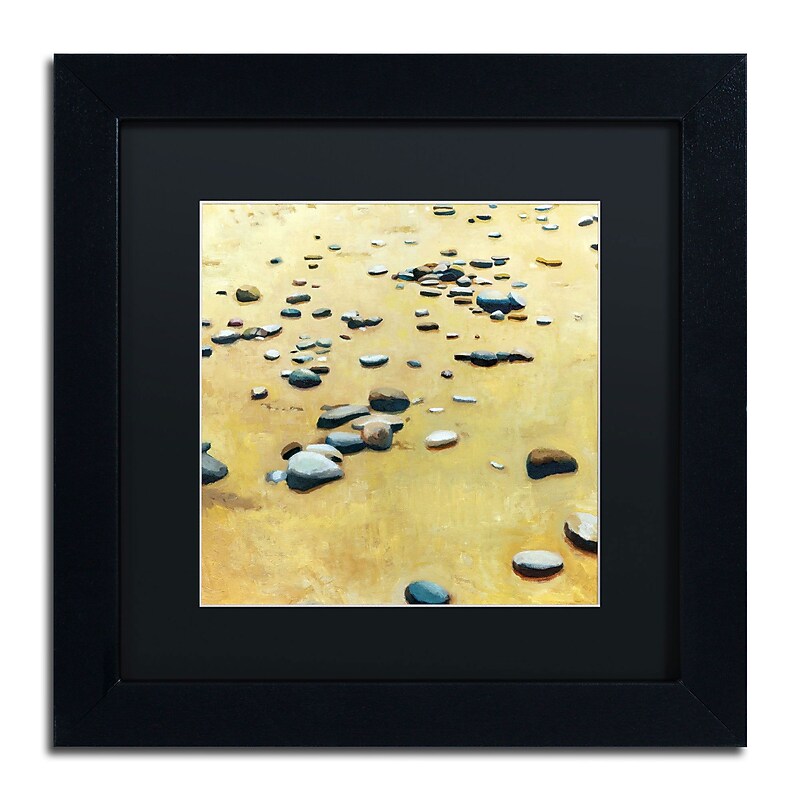 Trademark Michelle Calkins "Pebbles on the Beach" Art, Black Matte With Black Frame, 11" x 11" image 1