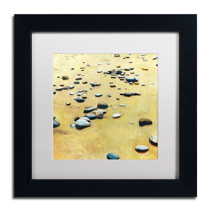 Trademark Michelle Calkins "Pebbles on the Beach" Art, White Matte With Black Frame, 11" x 11" image 1