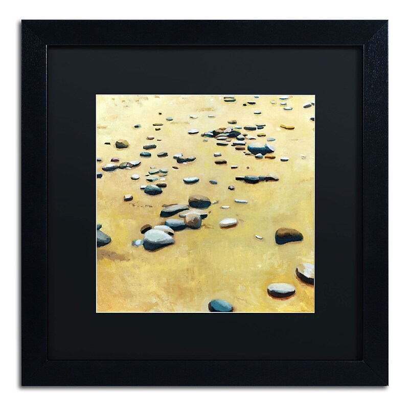 Trademark Michelle Calkins "Pebbles on the Beach" Art, Black Matte with Black Frame, 16" x 16" (MC0194-B1616BMF) image 1