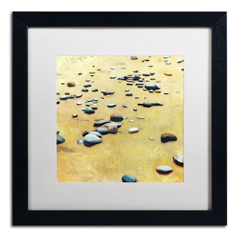 Trademark Michelle Calkins "Pebbles on the Beach" Art, White Matte With Black Frame, 16" x 16" image 1