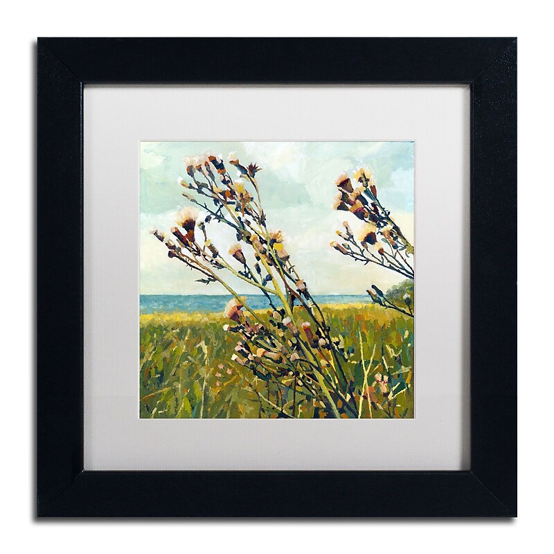 Trademark Michelle Calkins "Thistles on the Beach" Art, White Matte With Black Frame, 11" x 11" image 1