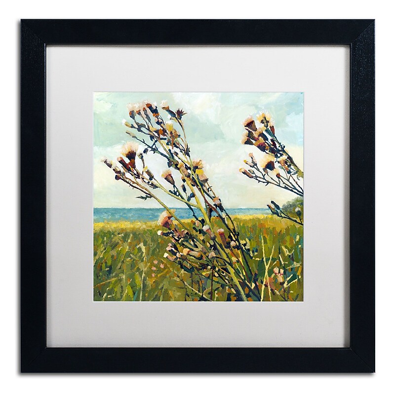Trademark Michelle Calkins "Thistles on the Beach" Art, White Matte With Black Frame, 16" x 16" image 1