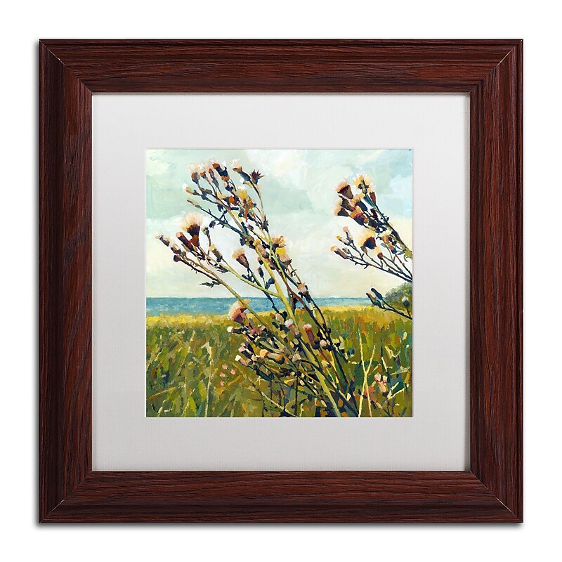Trademark Michelle Calkins "Thistles on the Beach" Art, White Matte With Wood Frame, 11" x 11" image 1