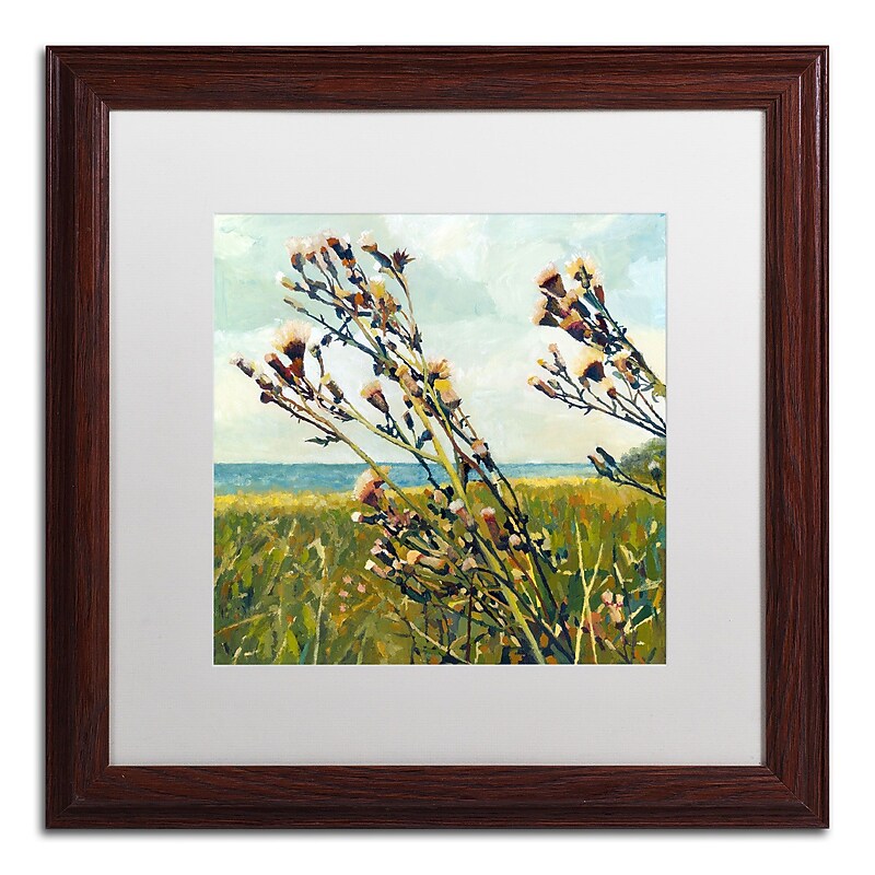 Trademark Michelle Calkins "Thistles on the Beach" Art, White Matte With Wood Frame, 16" x 16" image 1