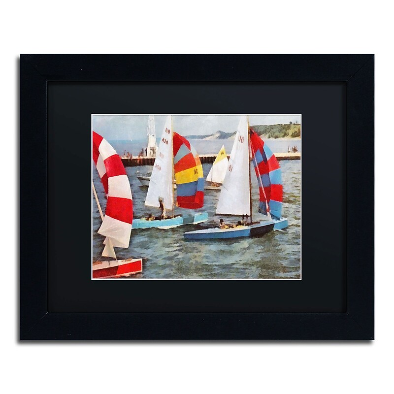 Trademark Michelle Calkins "After the Regatta" Art, Black Matte With Black Frame, 11" x 14" image 1