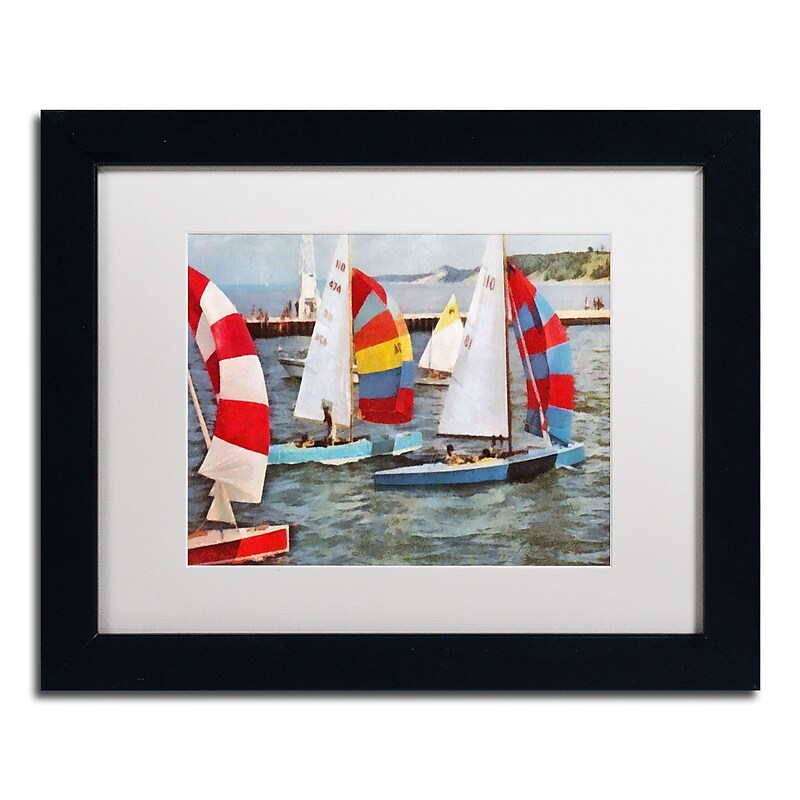 Trademark Michelle Calkins "After the Regatta" Art, White Matte With Black Frame, 11" x 14" image 1