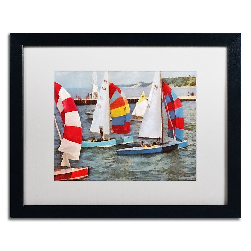 Trademark Michelle Calkins "After the Regatta" Art, White Matte With Black Frame, 16" x 20" image 1