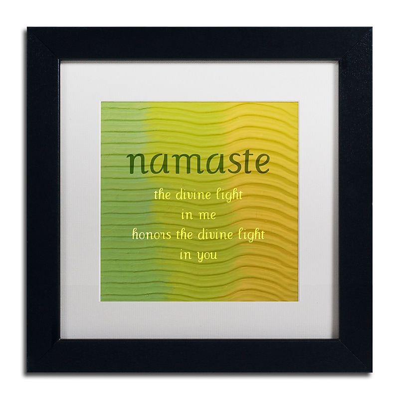 Trademark Michelle Calkins "Namaste" Art, White Matte With Black Frame, 11" x 11" image 1