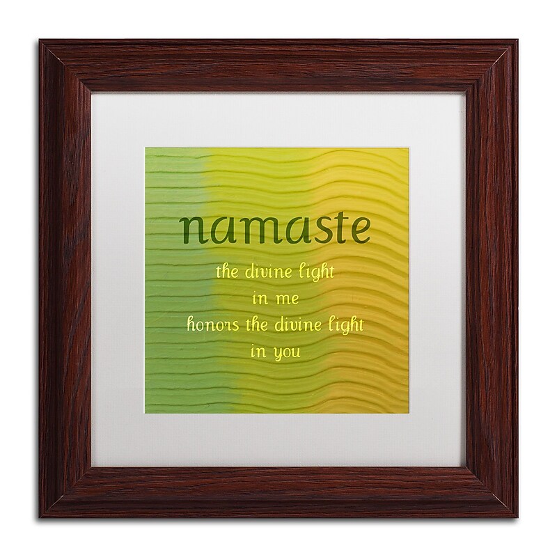 Trademark Michelle Calkins "Namaste" Art, White Matte With Wood Frame, 11" x 11" image 1