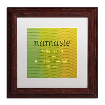 Trademark Michelle Calkins "Namaste" Art, White Matte With Wood Frame, 11" x 11"