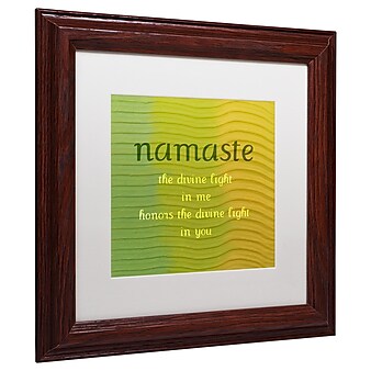 Trademark Michelle Calkins "Namaste" Art, White Matte With Wood Frame, 11" x 11"