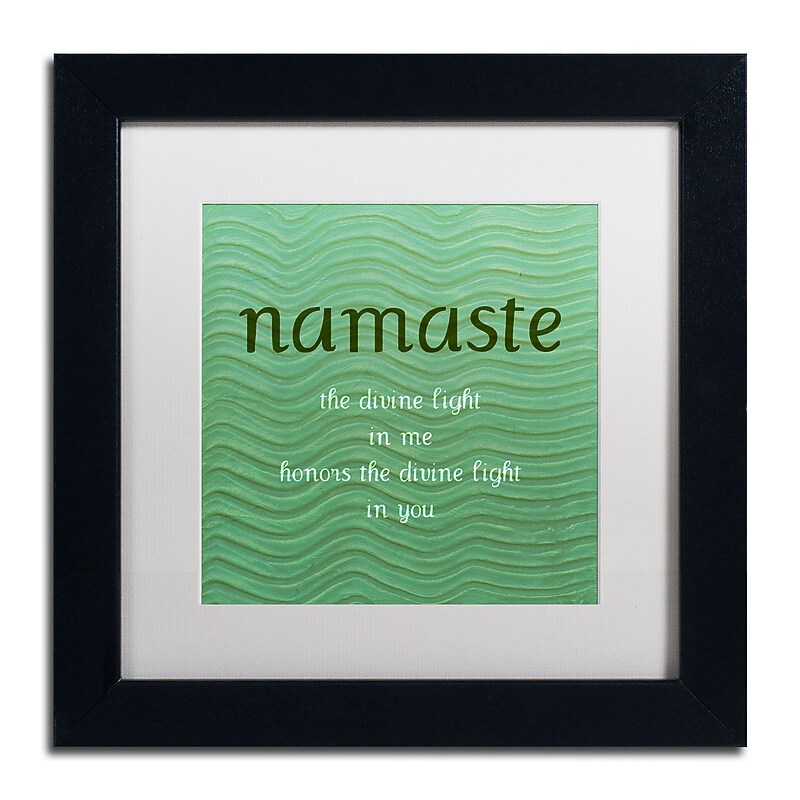 Trademark Michelle Calkins "Namaste with Blue Waves" Art, White Matte With Black Frame, 11" x 11" image 1
