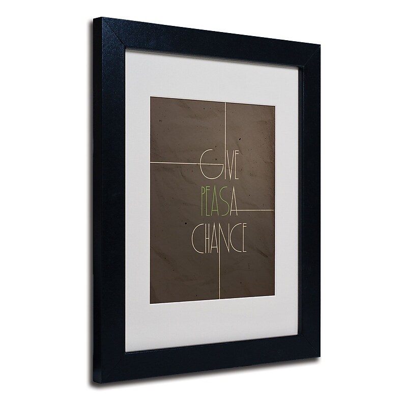 Trademark Megan Romo "Give Peas a Chance" Art, White Matte W/Black Frame, 11" x 14" image 1