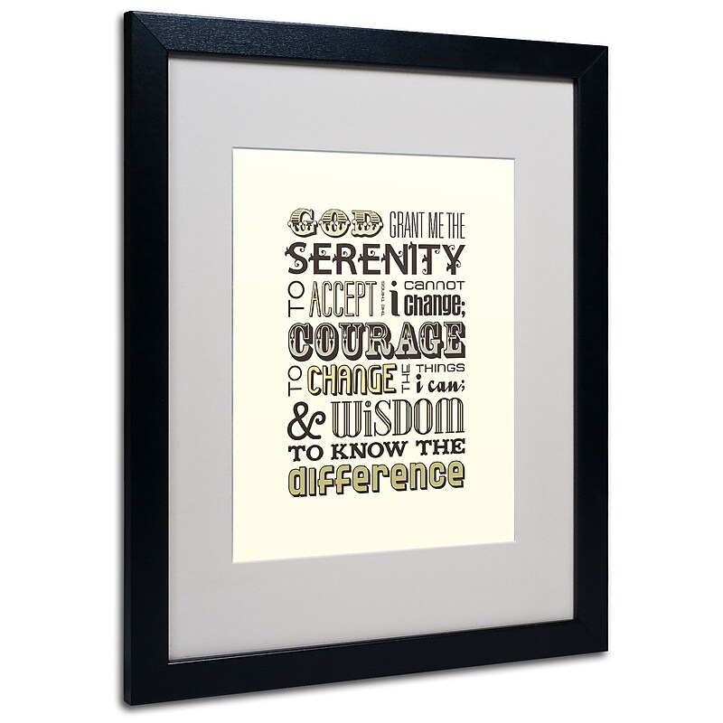 Trademark Megan Romo "Serenity Prayer I" Art, White Matte W/Black Frame, 16" x 20" image 1