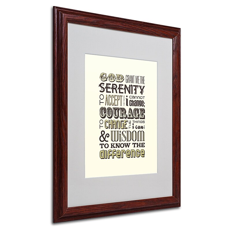 Trademark Megan Romo "Serenity Prayer I" Art, White Matte W/Wood Frame, 16" x 20" image 1