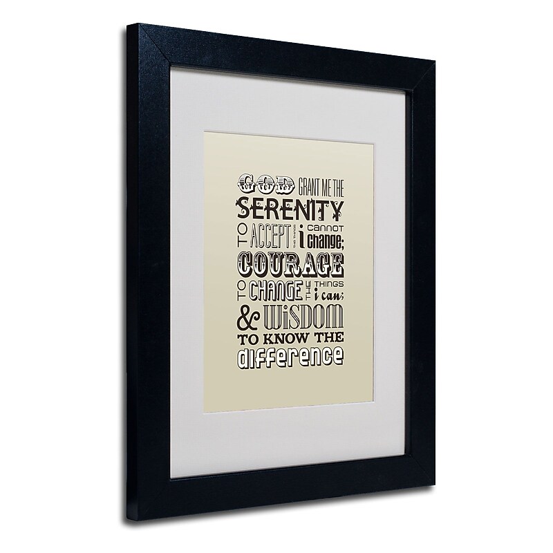 Trademark Megan Romo "Serenity Prayer II" Art, White Matte W/Black Frame, 11" x 14" image 1