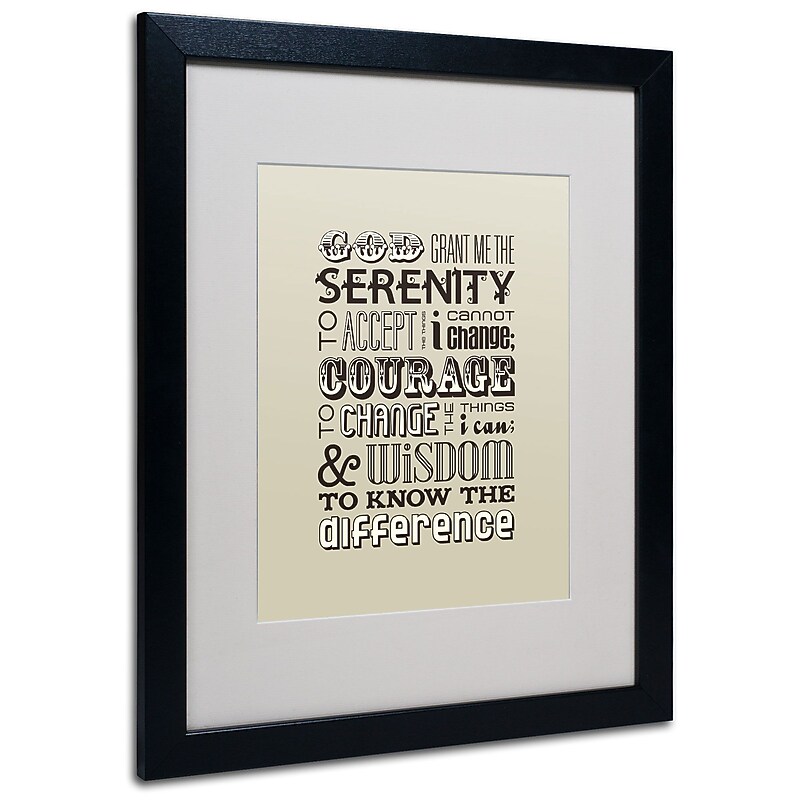 Trademark Megan Romo "Serenity Prayer II" Art, White Matte W/Black Frame, 16" x 20" image 1