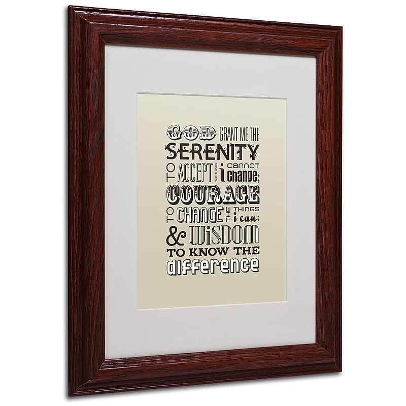 Trademark Megan Romo "Serenity Prayer II" Art, White Matte W/Wood Frame, 11" x 14" image 1