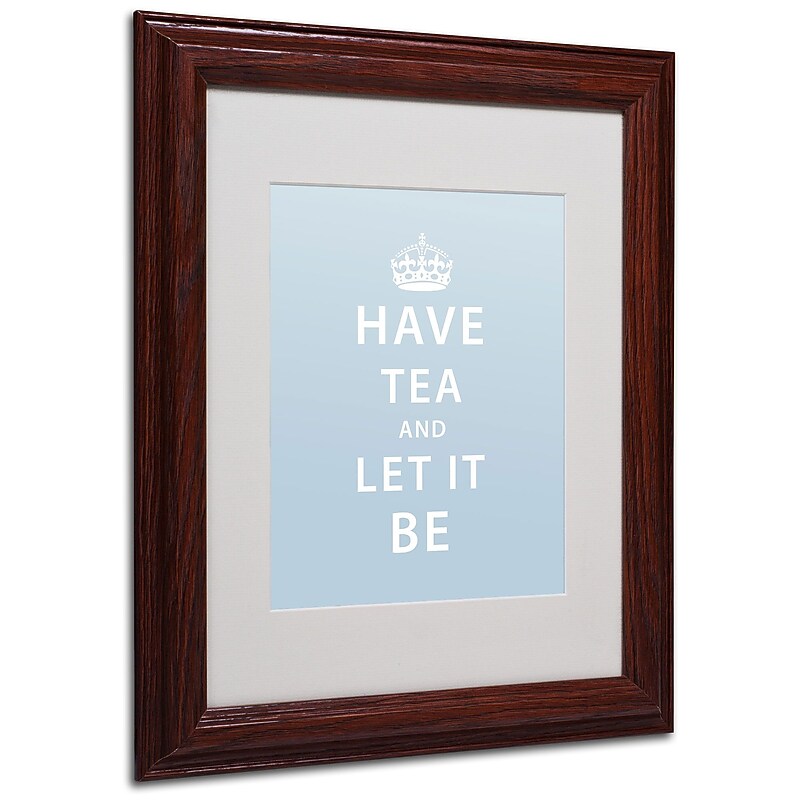 Trademark Megan Romo "Have Tea" Art, White Matte W/Wood Frame, 11" x 14" image 1