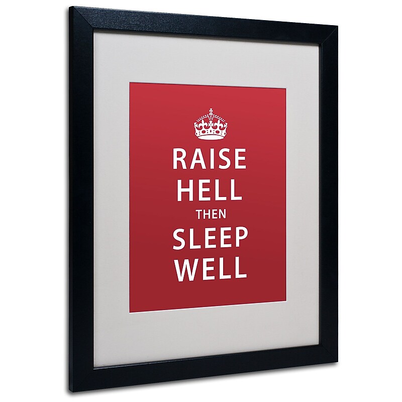 Trademark Megan Romo "Raise Hell IV" Art, White Matte W/Black Frame, 16" x 20" image 1