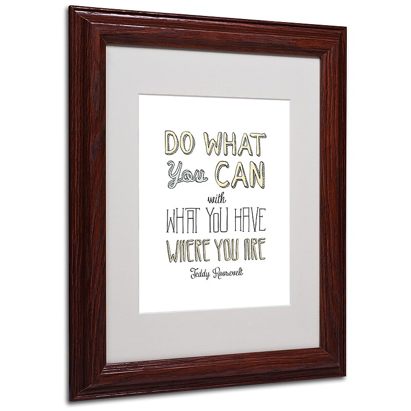 Trademark Megan Romo "Do What You Can" Art, White Matte W/Wood Frame, 11" x 14" image 1