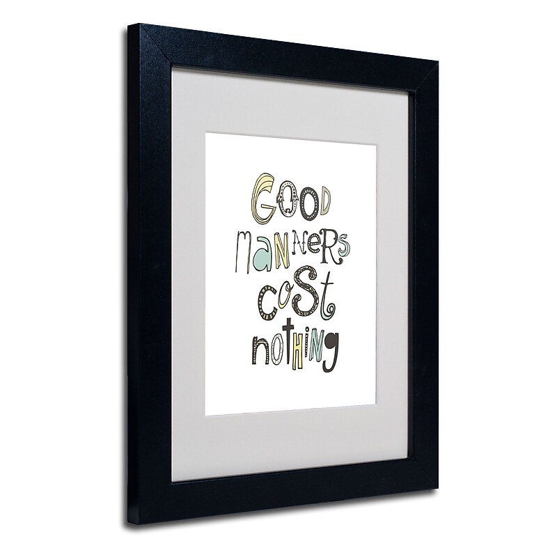 Trademark Megan Romo "Good Manners III" Art, White Matte W/Black Frame, 11" x 14" image 1