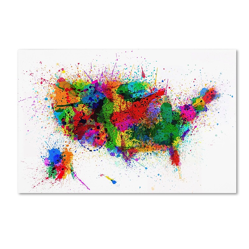 Trademark Michael Tompsett "US Paint Splashes" Gallery-Wrapped Canvas Art, 16" x 24" image 1