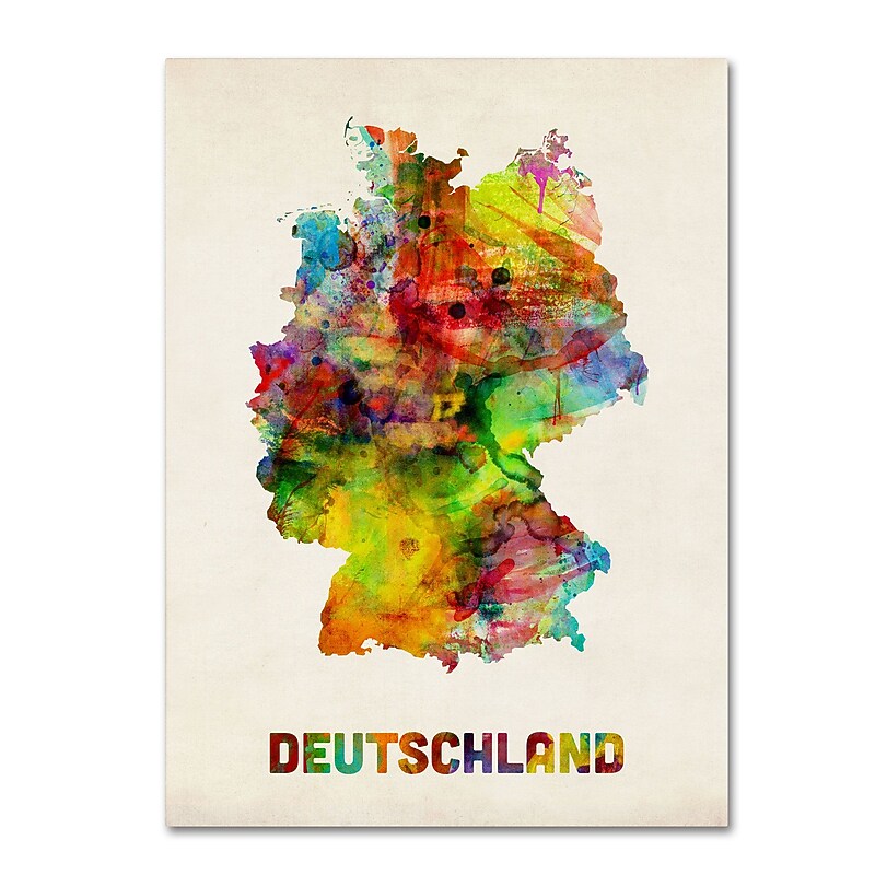 Trademark Michael Tompsett "Germany Watercolor Map" Gallery-Wrapped Canvas Art, 24" x 32" image 1